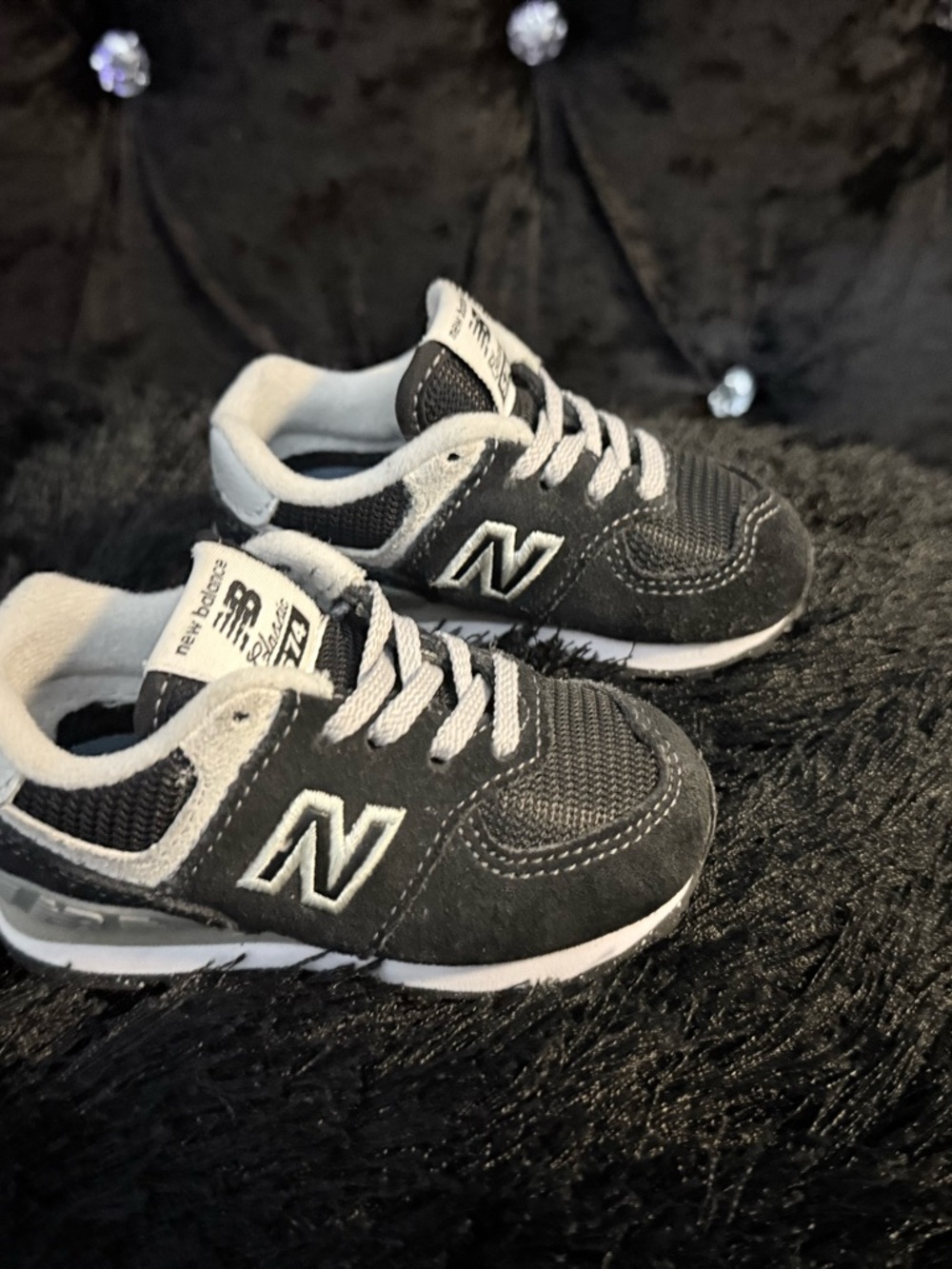 New Balance Kids Black and Gray Low-Top Sneaker